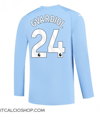 Manchester City Josko Gvardiol #24 Prima Maglia 2023-24 Manica Lunga